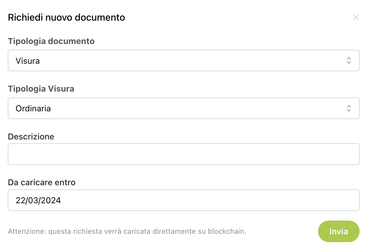 Richiedere l'inserimento di documenti
